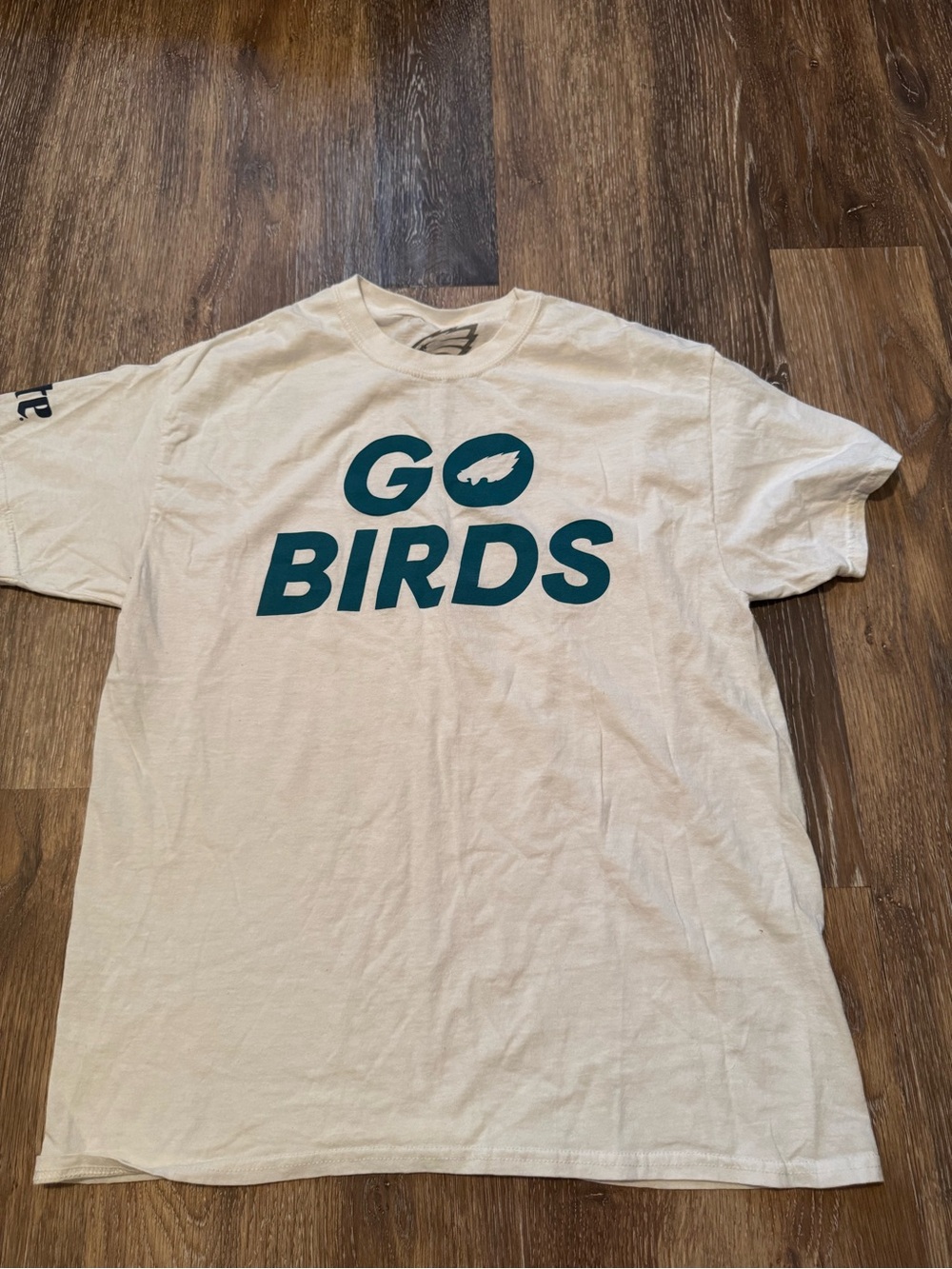 Go Birds Eagles Graphic Tee - White with Teal Print